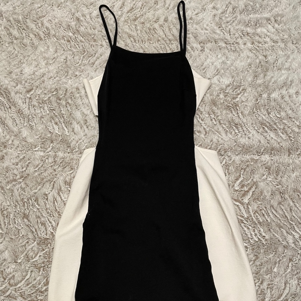 Black and White Tight Cutout Dress
